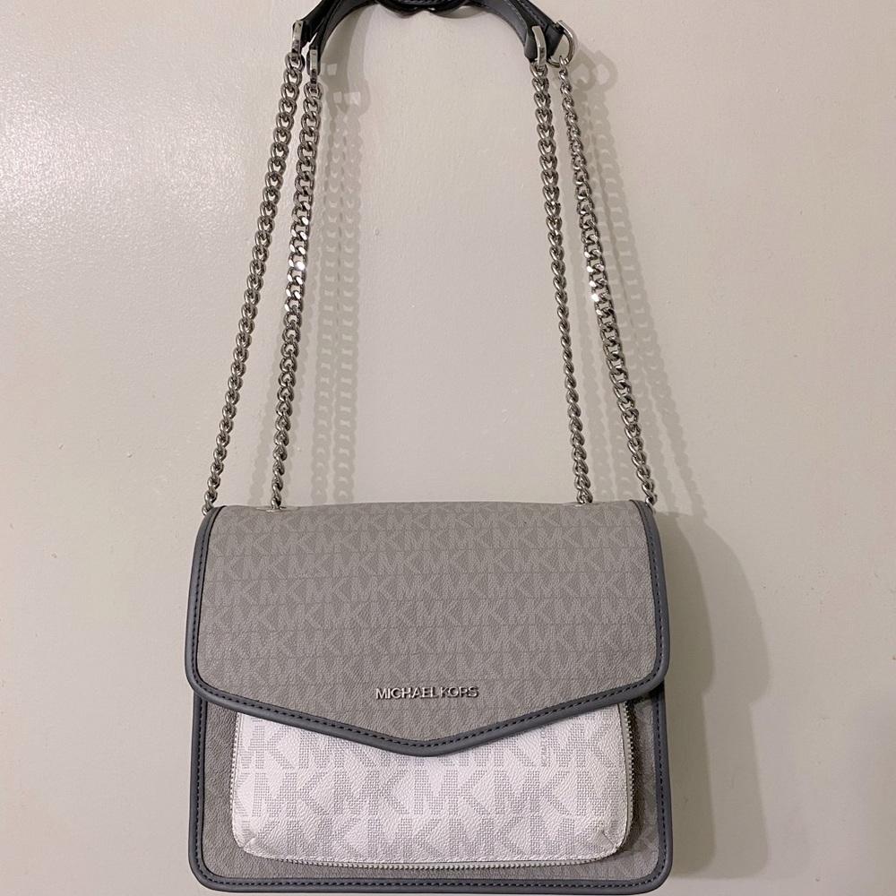 MICHAEL KORS Convertible Gray & White Purse